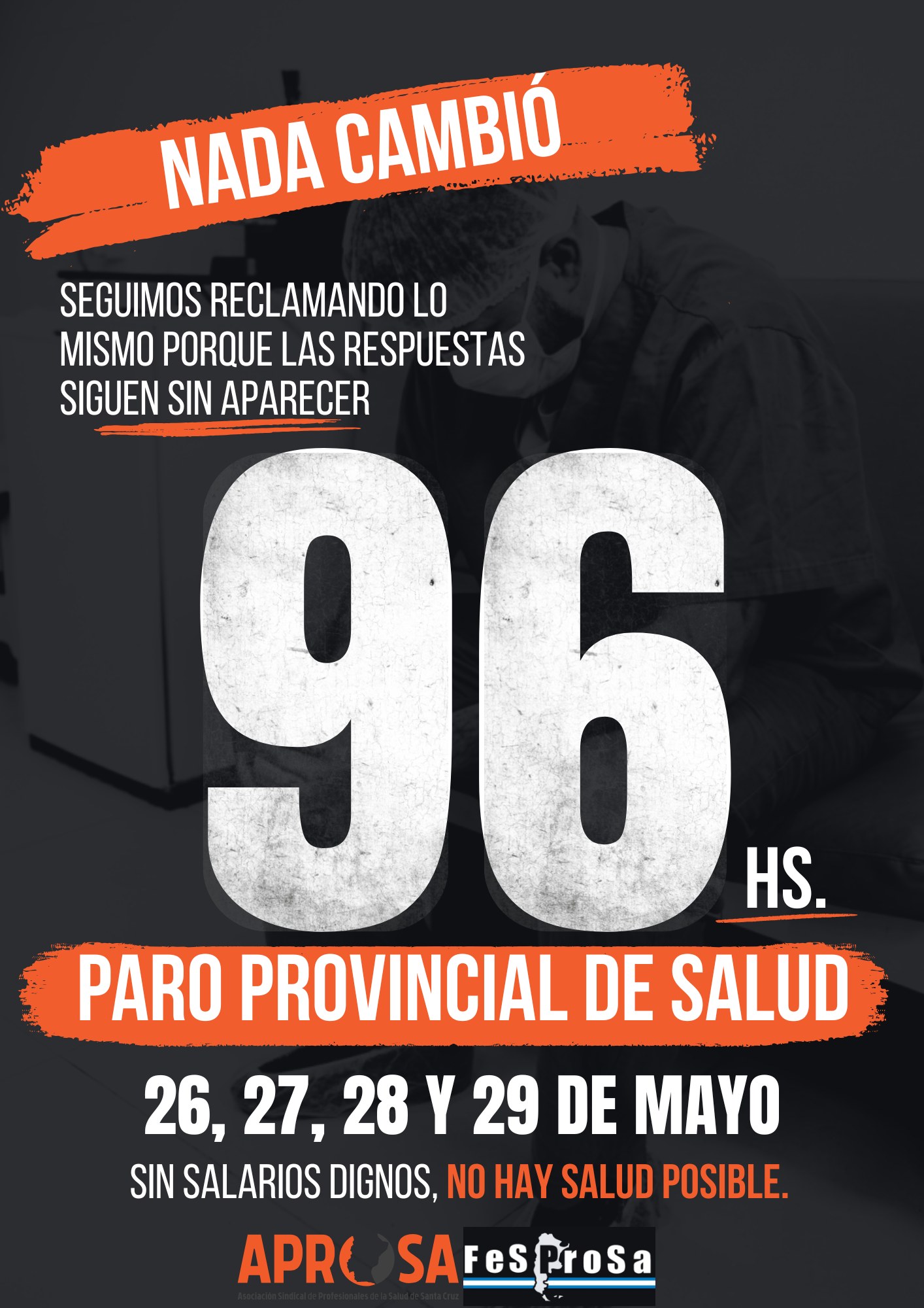 APROSA anunció un nuevo paro provincial de 96 horas para esta semana en Salud